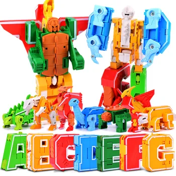 26 litera A-Z Alfabet Zwierząt Dinozaur Wojownik Deformacja Transformacja Figurki Robota Zabawki Dla Dzieci Prezent Brinquedos