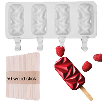 4-Wnęka DIY Diamond Ice Pop Mold Ice Pop Makers Silicone Easy Homemade Popsicles Mold Zasobnik