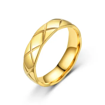 6 mm, Złoto, Srebrny Kolor Skośnym Pierścień Ze Stali Nierdzewnej Pierścień Dla Mężczyzn i Kobiet Biżuteria Hurtowych