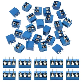 60Pcs 5mm Pitch 2 Pin & 3 Pin PCB Mount Screw Terminal Block Connector for Arduino (50 x 2 Pin, 10 x 3 Pin)