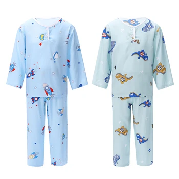 Dziecięce Piżamy Dla Chłopców Z długim Rękawem Piżamy Zestaw Dinosaur Planet Szablon t-Shirt + Spodnie Dziecięce Piżamy Zestawy Casual Odzież Domowa