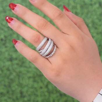 GODKI Wide Luxury 3 Tone Twist Layers Chic Pierścienie dla kobiet Ślubne Sześciennych Cyrkon Afrykański Ślub w Dubaju Palec Pierścień Biżuteria 2019