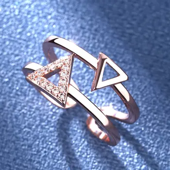 KPOP fashion geometryczna pierścień kobieta otwieranie regulowana podwójna warstwa luksusowy wysadzane cyrkonią banquet Walentynki dzikie pierścień prezent