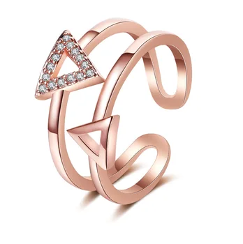 KPOP fashion geometryczna pierścień kobieta otwieranie regulowana podwójna warstwa luksusowy wysadzane cyrkonią banquet Walentynki dzikie pierścień prezent