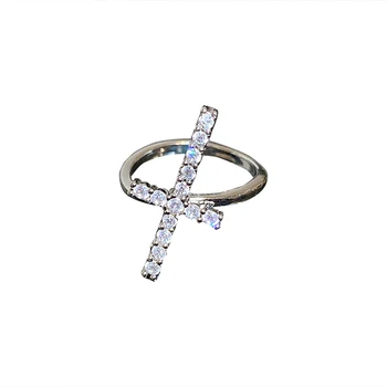 Moda Kryształ Pierścionek Zaręczynowy dla Kobiet AAA Biały Cyrkonia Kolor Srebrny Podwójny Pierścień 2021 Ślubny Trend Kobieta Biżuteria