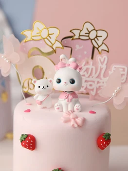 Nowy kreskówka zwierząt ciasto Topper potrząsać głową ładny kot królik jeleń, niedźwiedź, pies, dzieci urodziny tort dekoracja Miłość prezenty