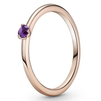 Oryginalny Różowy Serce Kształt Pasjans Pierścień Kolorowe Cyrkonie Dla Kobiet, 925 Srebrny Pierścień Prezent Europa Biżuteria