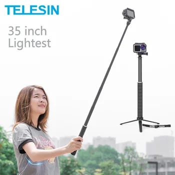 TELESIN 35inch Carbon Fiber Lightest Selfie Stick + Statyw Ze Stopu Aluminium Do GoPro Hero 5 6 7 8 9 Akcesoria Osmo Action