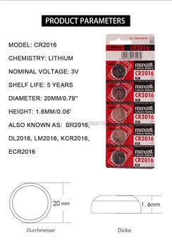 Wysokiej Jakości Bateria Litowa 100 szt./LOT Dla maxell 3V cr 2016 DL2016 ECR2016 cr2016 Button Battery Watch Coin Batteries