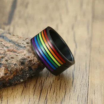 ZORCVENS Multicolor Men Women Rainbow Colorful LGBT Pulsera Pierścień Zaręczynowy Pierścień Ze Stali Nierdzewnej Lebian & Gay Rings Drop Shipping