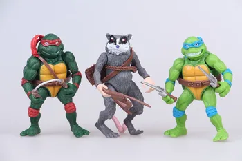 [Śmieszne] 6 szt./lot Zmutowane Żółwie Film 12 cm Kreator Odłamek Leonardo Rafael Michelangelo, Donatello Model lalki, Figurki, zabawki